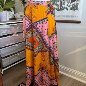 Vibrant Multicolor  Wrap Maxi Skirt